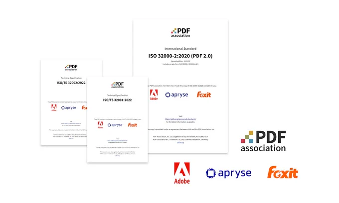 ISO 32000-2 sponsored by the PDF Association, Adobe, Apryse and Foxit.