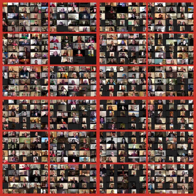 An image of 24 Zoom screens filled with Moms Demand Action and Students Demand Action volunteers.