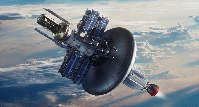 Illustration: Spacecraft with nuclear thermal propulsion system in space