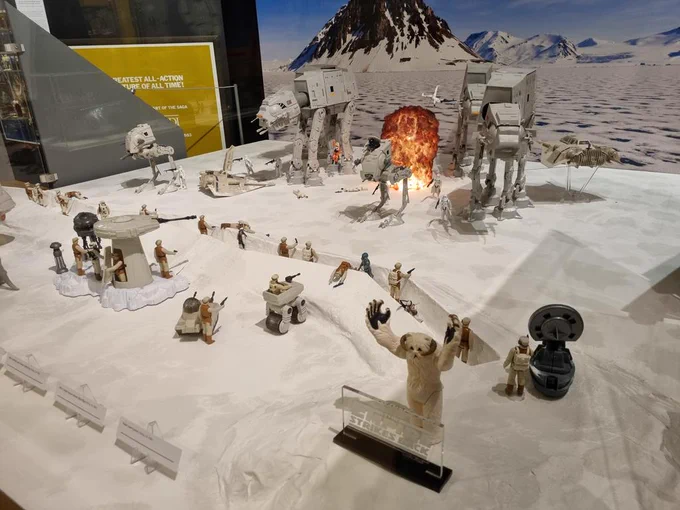 A diorama of the Battle of Hoth made using vintage star wars toys.