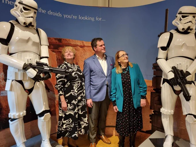 Cllr Anne Brooks, Kevin Foster MP & Cllr Hazel Foster with 2 Stormtroopers.