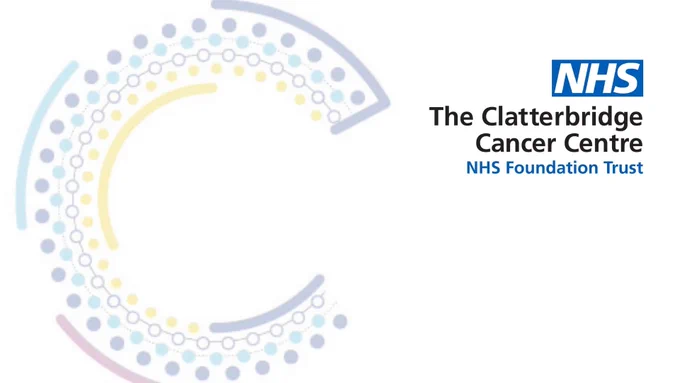 Graphic on a white background with a large C and the logo for The Clatterbridge Cancer Cenre