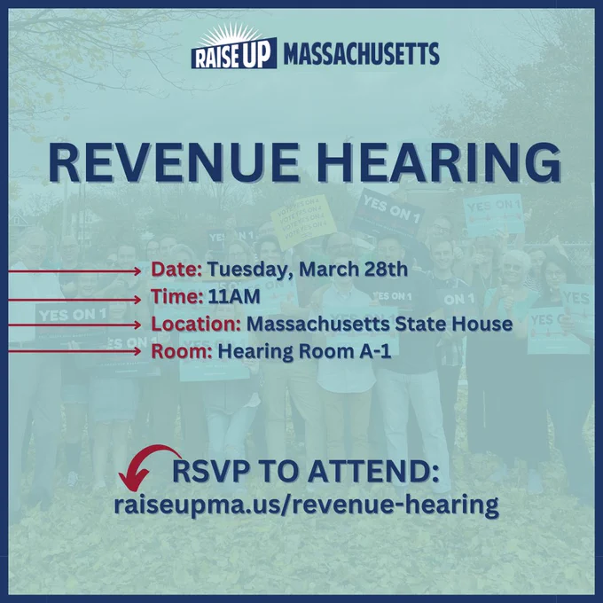 Revenue hearing: Tuesday, March 28, State House, 11 am, A-1