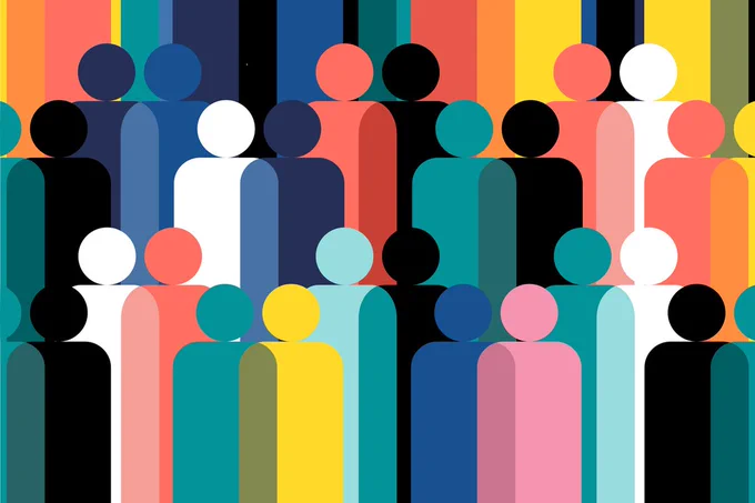 Graphic depicting people of different ethnicities and races. 