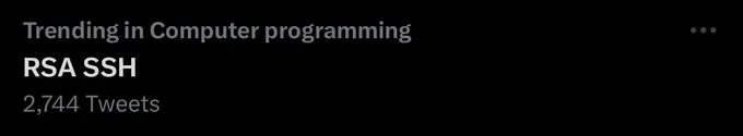 Screenshot of Twitter Trend in Computer programming: RSA SSH