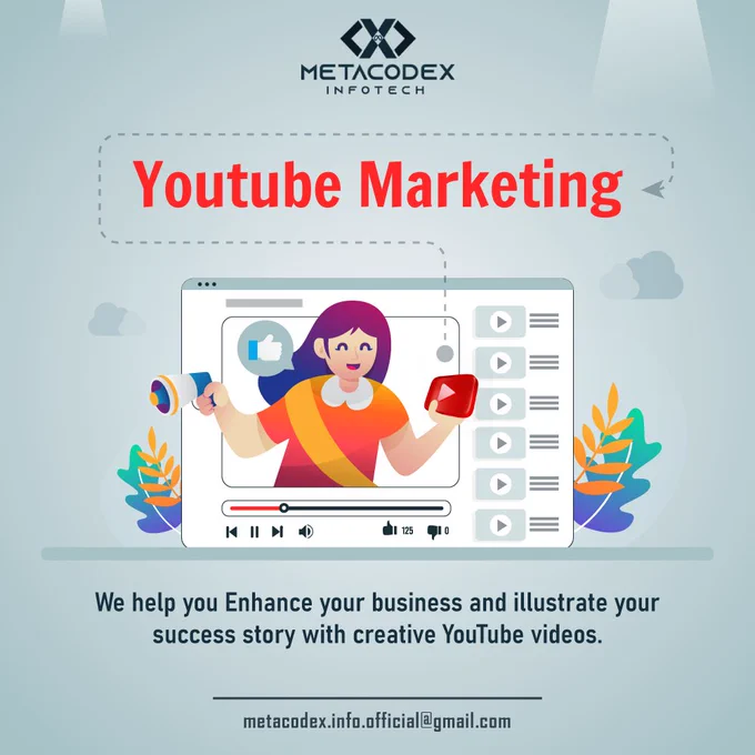 YouTube Marketing
We help you Enhance your business and illustrate your success story with creative YouTube videos.

WEB DEVELOPMENT & DESIGN

---------- MARKETING SERVICES ----------

➡️ Logo Design
➡️ Simple Animation Slides posts
➡️ Graphics & Designing
➡️ stationary design
➡️ invitation design
➡️ packaging design
➡️ menu design
➡️ web designing
➡️ Branding & Designing & Re-Design
➡️ Digital & Brand Marketing
➡️ Social Media Marketing [Instagram, Facebook, YouTube]
➡️ SEO / PPC/ SMM
➡️ Paid Promotion
➡️ Professional Video Editing
➡️ digital Visiting & NSF Cards
➡️ Google Business Setup & Configuration.

#metacodex #metacodexinfotech #metacodexsurat #youtubemarketing #youtube #marketing #youtuber #socialmedia #digitalmarketing #socialmediamarketing #instavideo #youtubers #subscribe #onlinemarketing #seo #youtubechannel #sub #digitalmarketingagency #instagrammarketing #youtubevideos #youtubevideo #instavideos #youtubegaming #videomarketing
https://www.instagram.com/metacodex_infotech/