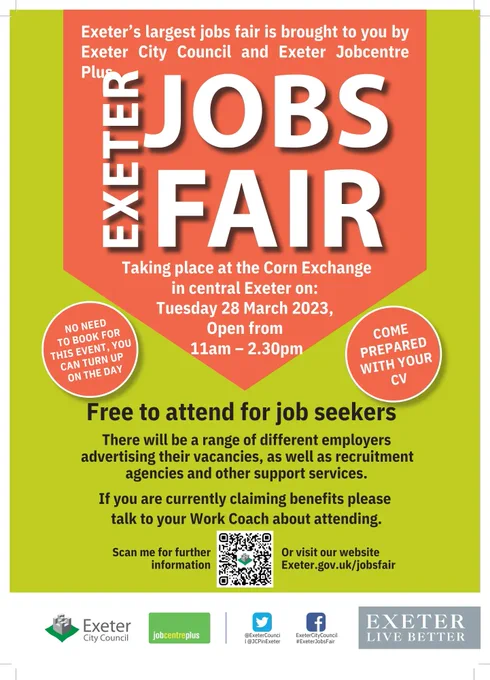 The Focus Training Group will be attending the Exeter Jobs Fair on Tuesday 28th March 2023