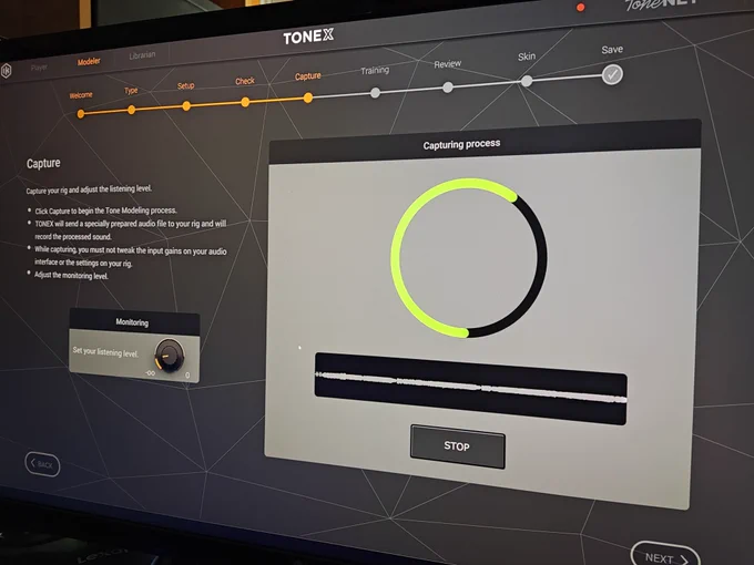 Screenshot of the ToneX guitar amplifier modeling / profiling software.
