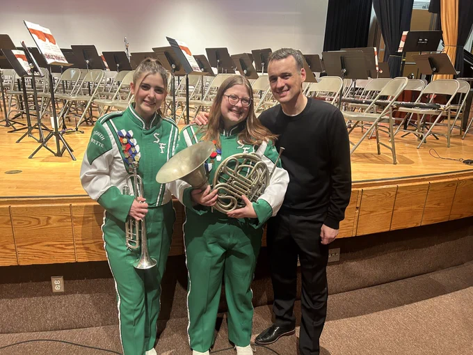 Ella & Alycia with our guest conductor, Dr. Cicconi, from Townsen University.