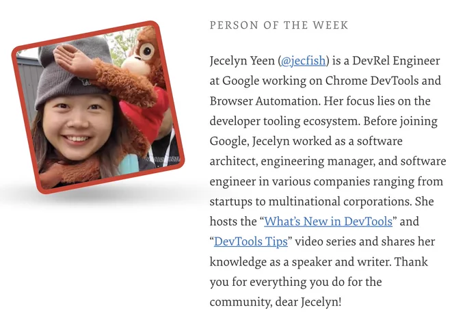 The Person of the Week is Jecelyn Yeen.