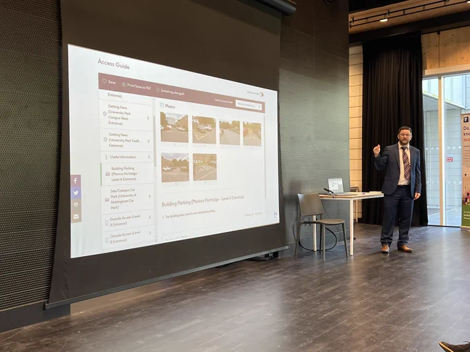 Dean talks through the detail in an Access Guide including the photographs and measurements taken for car parking