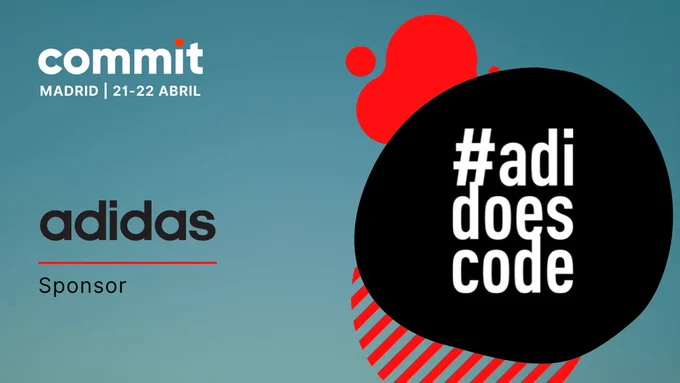 Logo de adidas y adidoescode para anunciar su patrocinio en Commit