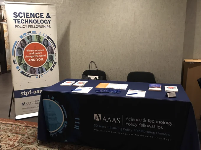 Table of materials promoting the AAAS Science & Technology Policy Fellowships at the CASE workshop .
