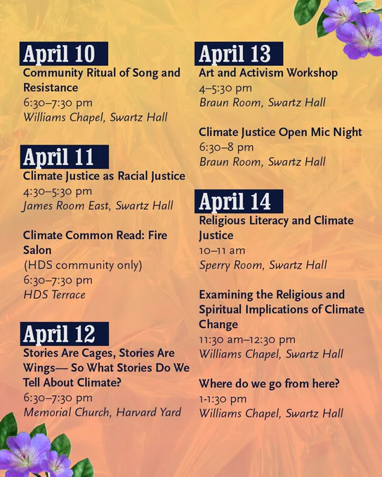 Calendar of events happening during Climate Justice Week.