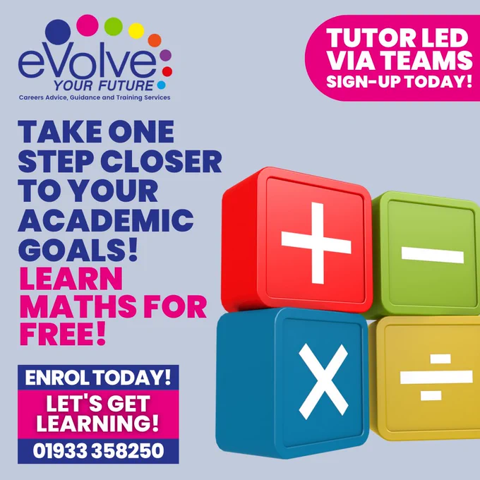 Take one step closer to your academic goals by starting a course today!  If you didn't gain your Maths GCSE qualification at school, there are options! 
To enrol on a course please visit👇
🌐 www.evolveyourfuture.co.uk
📲 01933 358250
📧 enquiries@evolveyourfuture.co.uk
*FREE TRAINING IS SUBJECT TO BEING A UK RESIDENT AND WITHIN REGIONS WE DELIVER*
#support #freshstart #careersadvice #redundancy #support #guidance  #trainingcourse #learnmaths #recoverythroughenterprise #eastmidlands #mathsonline   #functionalskills  #careerchange