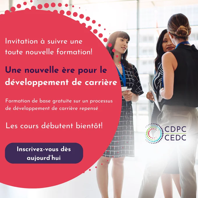Affiche promotionnelle pour le cours "Une nouvelle ère pour le développement de carrière" du CEDC.