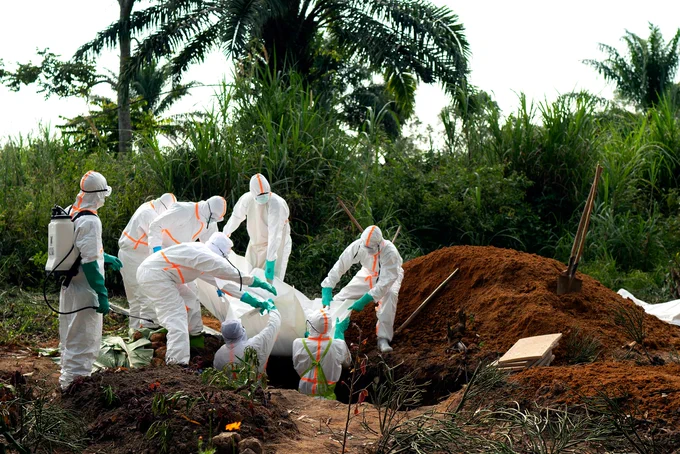 An Ebola victim is buried in a Muslim cemetery in the city of Beni, in the Democratic Republic of the Congo.Photograph by Jerome Delay / AP