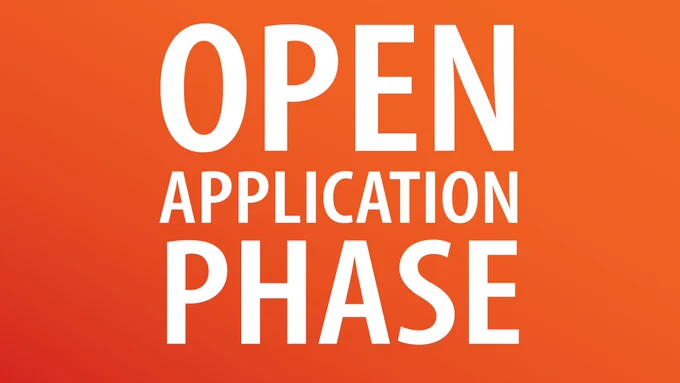 White text on orange ground "Open Application Phase"