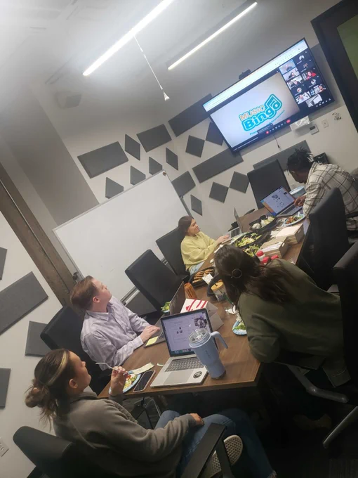 Project team playing music bingo
