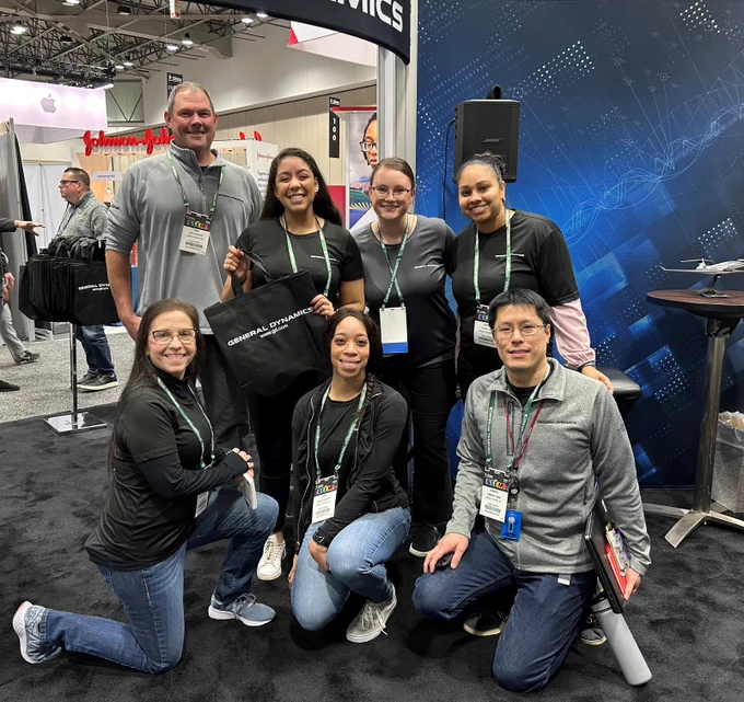 A picture of General Dynamics Mission Systems employees at NSBE 49, March 2023.