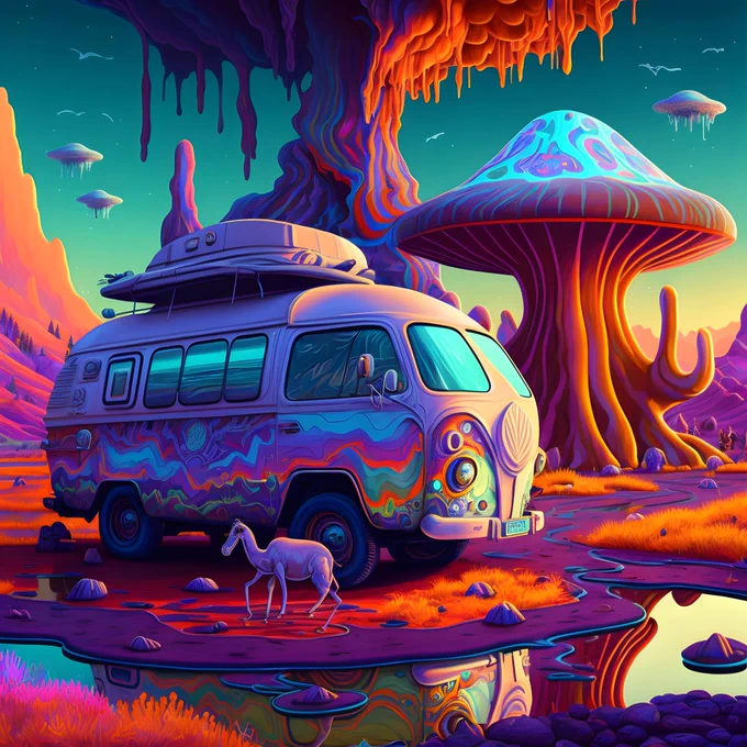 https://magicbus.app
A magic bus in the summer, 
prehistoric at dawn, 
it's a portal to the past, 
where memories are born. 
A time of joy and innocence, 
far removed from today, 
when the world was simpler, 
and the sun was here to stay. 
It takes us back to our youth, 
to a different place and time, 
where our dreams were golden, 
and no sorrow was sublime. 
The magic bus carries us, 
to the days of our lives, 
where summer will not end, 
and our laughter never dies.