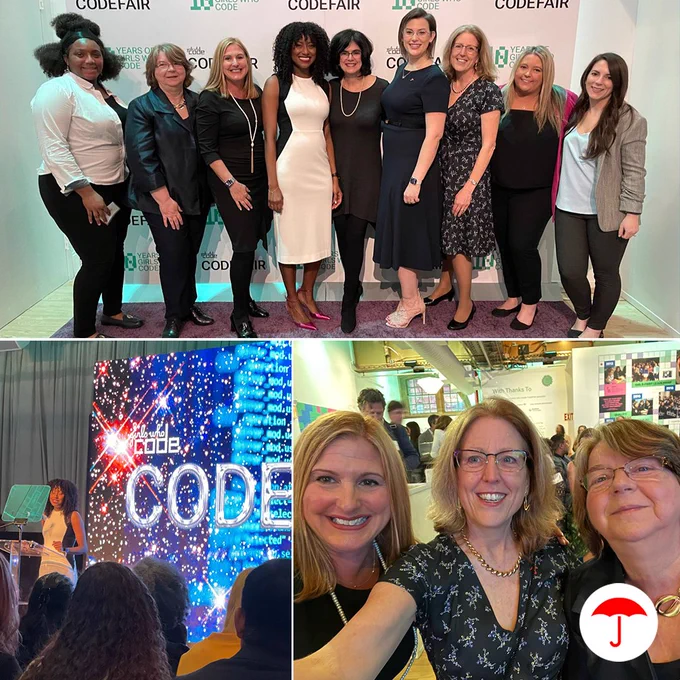 Members of the Travelers Tech team attend the 10th anniversary Girls Who Code opening night celebration and "CodeFair." 