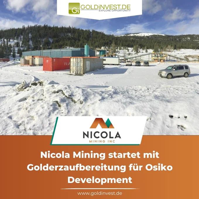 Nach der Modernisierung seiner Erzaufbereitungsanlage hat Nicola Mining Inc. (TSX.V: NIM; FRA: HLI) den Mahlbetrieb mit dem von Osisko Development Corp. (NYSE: ODV, TSX.V: ODV) gelieferten Material aufgenommen. Die vollständig genehmigte Mühle von Nicola kann sowohl Gold- als auch Silbermahlgut mittels Schwerkraft- und Flotationsverfahren verarbeiten.

Das Unternehmen hatte bereits am 9. Januar 2023 gemeldet, dass die beiden Parteien ein Abkommen über die Gewinnbeteiligung unterzeichnet haben. Darüber hinaus registriert Nicola einen erheblichen Anstieg der Bergbauaktivitäten in British Columbia. Das Unternehmen führt daher derzeit Gespräche mit mehreren Parteien über zukünftige Bergbau- und Mühlengewinnbeteiligungsabkommen, die über das Osisko-Abkommen hinausgehen.

Nicola besitzt die einzige Aufbereitungsanlage in der Provinz British Columbia, die Gold- und Silbermühlenmaterial von Dritten aus der gesamten Provinz annehmen darf und kann daher von der vermehrten Aktivität profitieren.