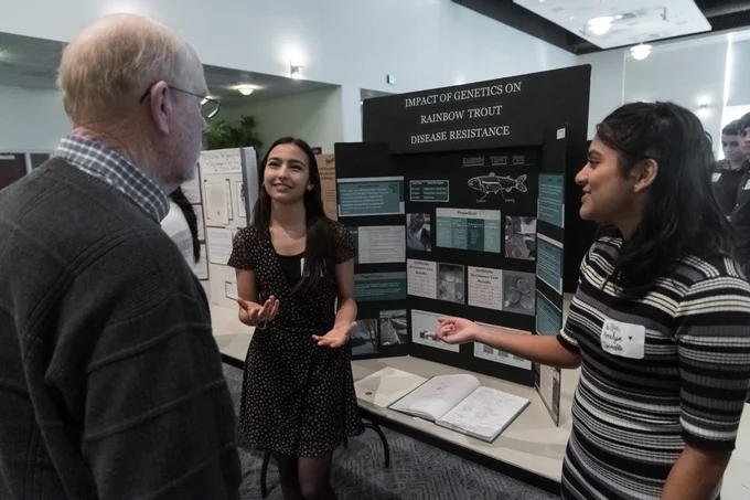 "Antibacterial Resistance Analysis of Rainbow Trout" by Treasure Valley Math and Science Center sophomores Kiana Mohammadi and Amulya Tanikella 