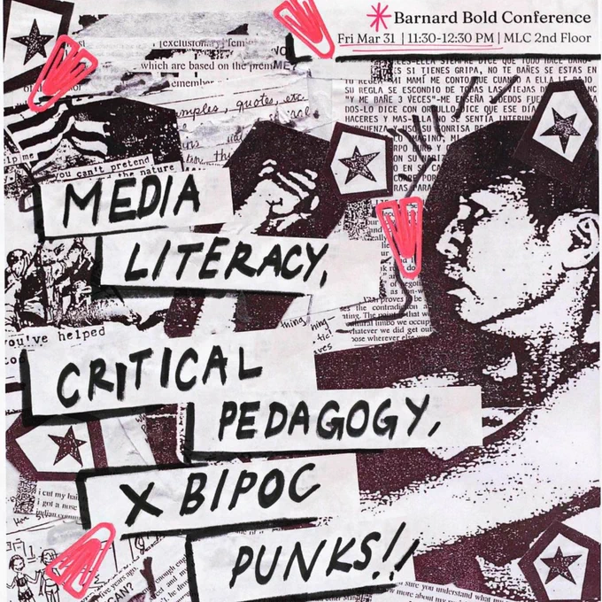 Newspaper collage: Media literacy, critical pedagogy, x BIPOC Punks!!