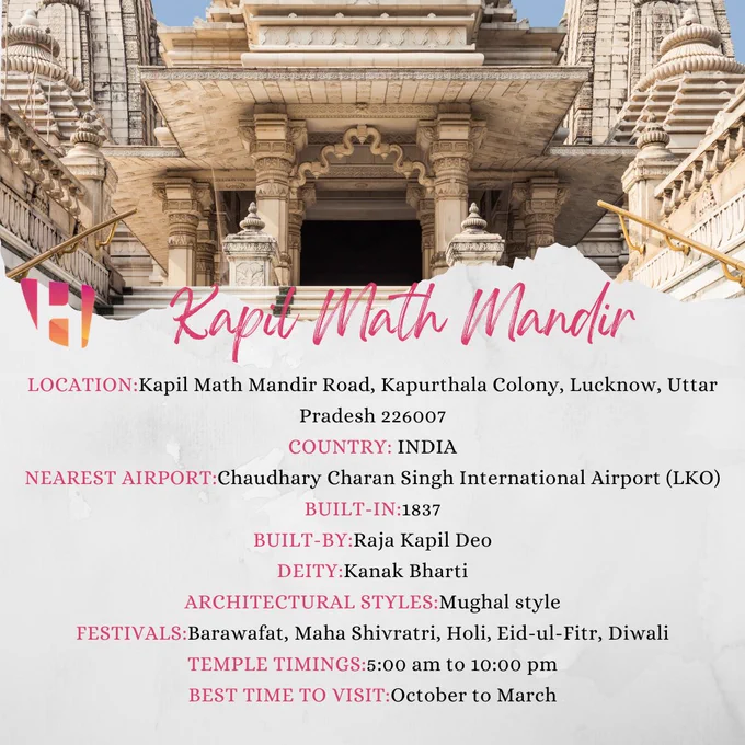 It is believed to be built during the reign of the Mughal Emperor Akbar in 1585. The temple is a major pilgrimage site for devotees of Lord Shiva and is visited by thousands of devotees every year. The temple is also popularly known as Hanuman Setu Math, due to the presence of a bridge connecting the temple to the city. The temple is adorned with intricate carvings, sculptures and wall paintings which depict various scenes from Hindu mythology. The temple also houses various shrines dedicated to other Hindu gods and goddesses. The temple is also a popular venue for cultural and religious events. Kapil Math Mandir is a major tourist attraction in Lucknow and is an important pilgrimage site for the devotees of Lord Shiva. It is said that the temple was built by Akbar as a token of his devotion to Lord Shiva. The temple is also said to have been built to protect the city from the flooding of the river Gomti.