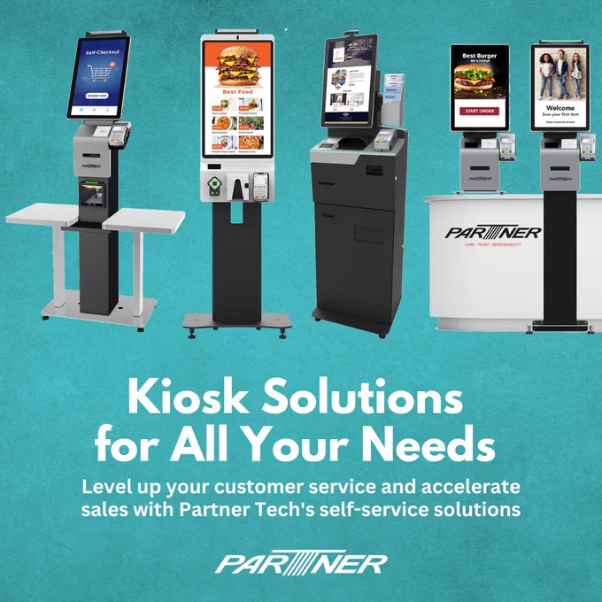 Partner Tech's Kiosk Solutions for self-service in retail and hospitality.