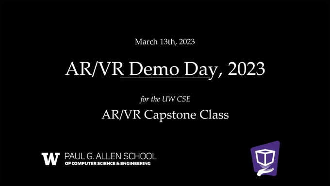 https://youtu.be/ymXvhuYQjj4  -  YouTube link to the 2023 AR/VR Demo Day video, from UW CSE and the UW Reality Lab
