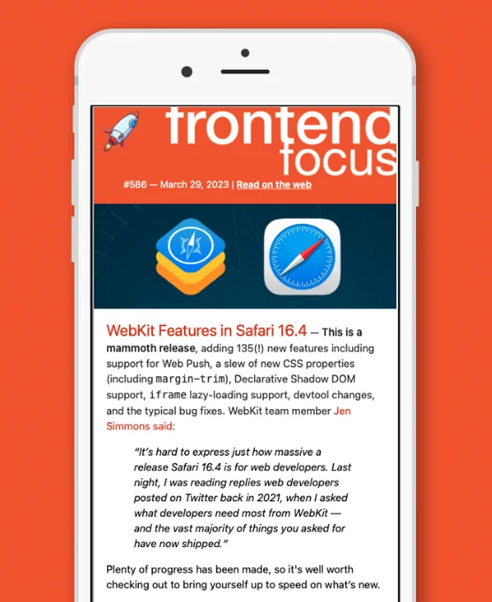 Screenshot of email newsletter Frontend Focus
