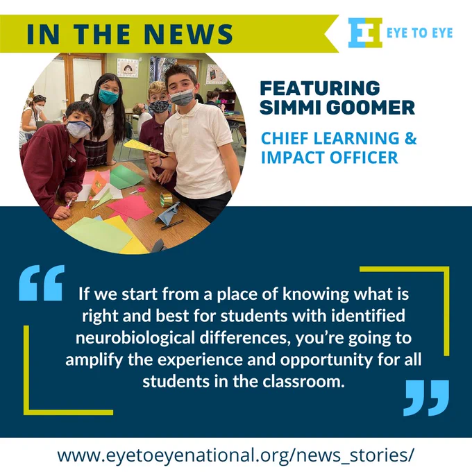 An image of students with a paper art project. "If we start from a place of knowing what is right and best for students with identified neurobiological differences, you’re going to amplify the experience and opportunity for all students in the classroom."