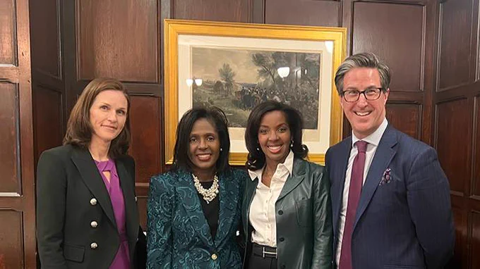 From left, Aileen Alexander, Lynn Perry Wooten, Erika James, and Steve Edwards stand and pose for the camera.