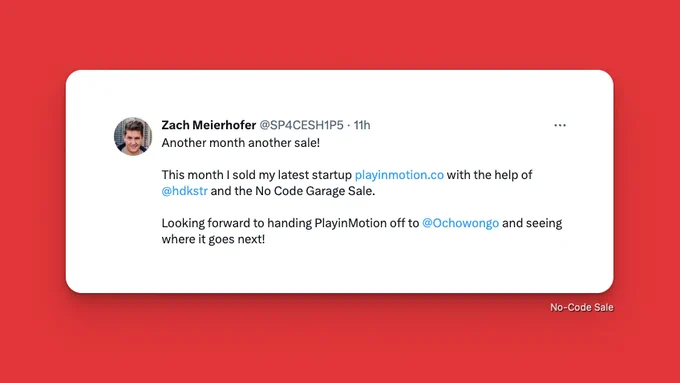 Zach sold his second product at the No-Code Garage Sale 🥳