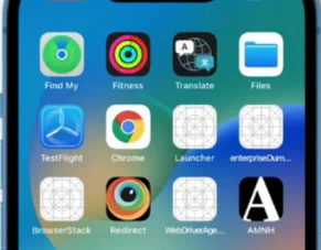 Home screen of an iOS device on BrowserStack