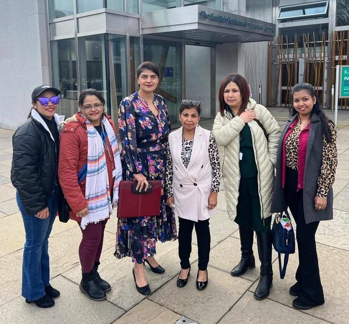#SingleParent Nanda with staff from @ShaktiEdinburgh and @PamGosalMSP outside Scottish Parliament. 