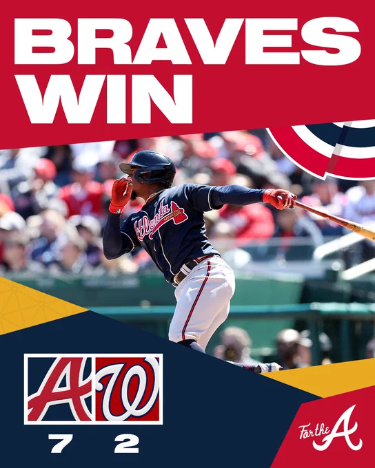 Braves Win! Final score: Braves 7, Nationals 2. 