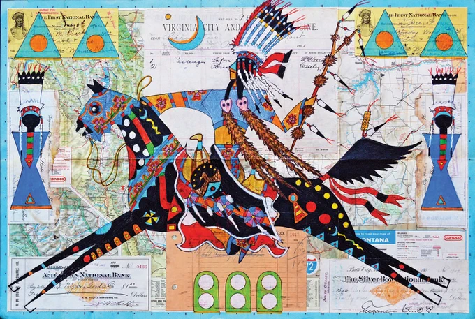 Painting of Running Eagle by contempoary Blackfoot artist Terrence Guardipee