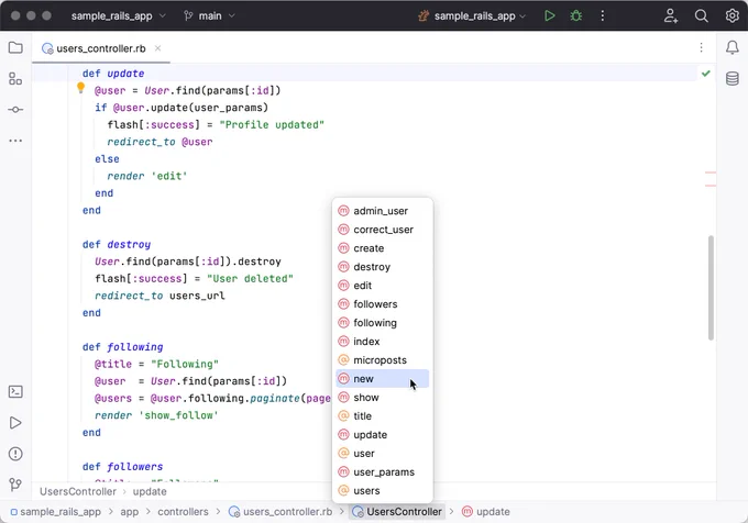 Soruce: https://www.jetbrains.com/help/ruby/new-ui.html#navigation_bar