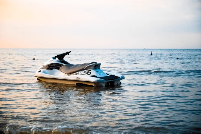 Jet ski out on open water