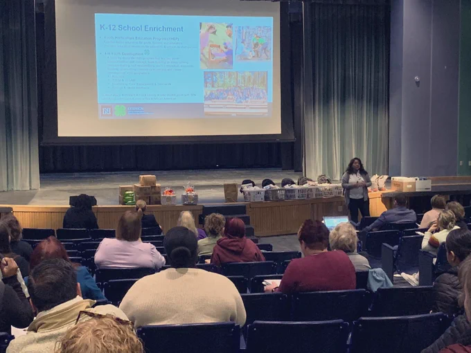 Susan Taylor presents information on K-12 enrichment opportunities through Extension.