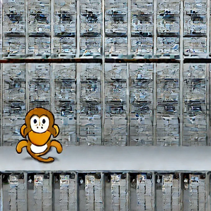 "Many Linux servers controlled by a monkey" by Stable Diffusion, 2023