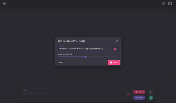 Text-to-speech dialog.