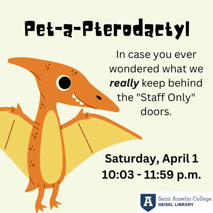 Pet-a-Pterodactyl. In case you ever wondered what we *really* keep behind the "Staff Only" doors.