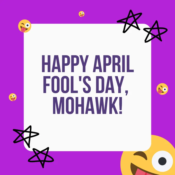 Happy April Fool's Day written in purple text with smiley face and star doodles.