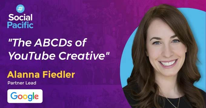 Social Pacific conference graphic with headshot of Alanna Fiedler