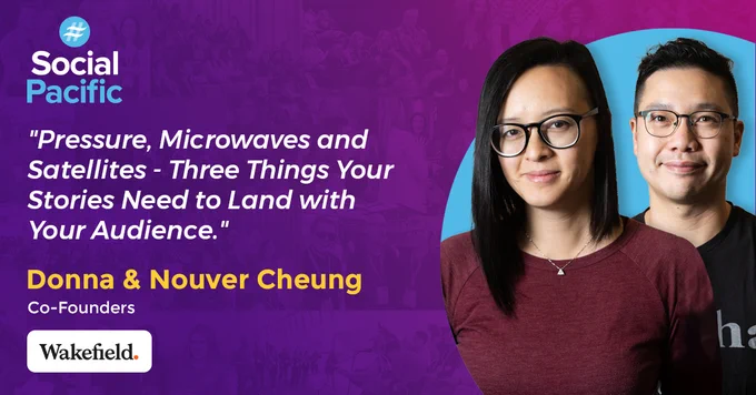 Social Pacific conference graphic with headshots of Donna and Nouver Cheung.