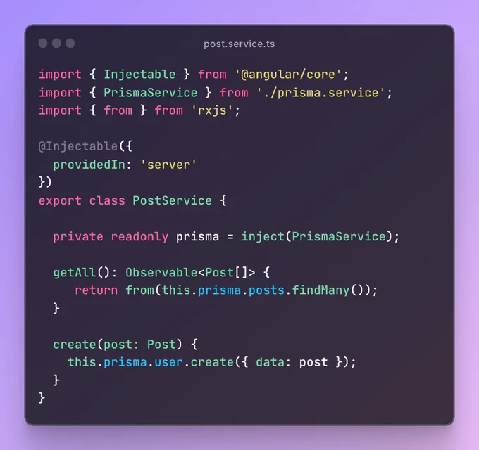An example of a "service service" directly calling the database.